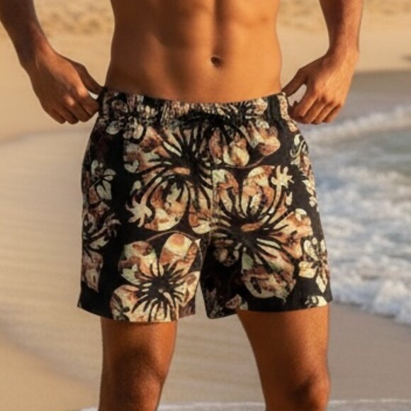 Aussiebum Black Camo Floral Swim Shorts Medium - Picture 1 of 7